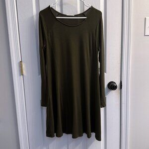 Lush Army Green Long Sleeve Skater Dress – Size Medium – Nordstrom